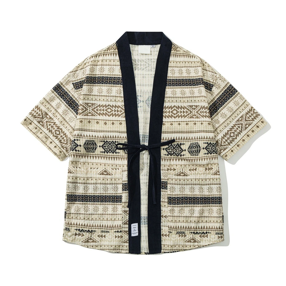 Mens Summer Kimono Shirts Streetwear Vintage Japan Style Cardigan Coats Men Oversized Harajuku Print Casual Blouse Male