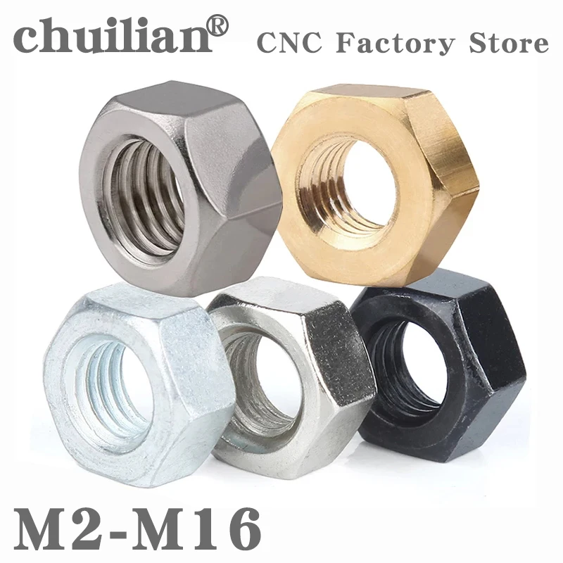 

Stainless Steel Hex Nut Black Steel Brass Nicket-Plated Zinc-Plated Hexagon Nut M1.6 M2 M2.5 M3 M3.5 M4 M5 M6 M8 M10 M12 M16