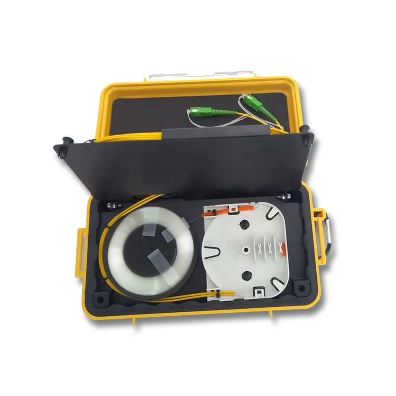 850/1300nm Multimode Fiber Optic Launcher OTDR 500m Cable Waterproof Yellow Box with LC/SC Customized Connector