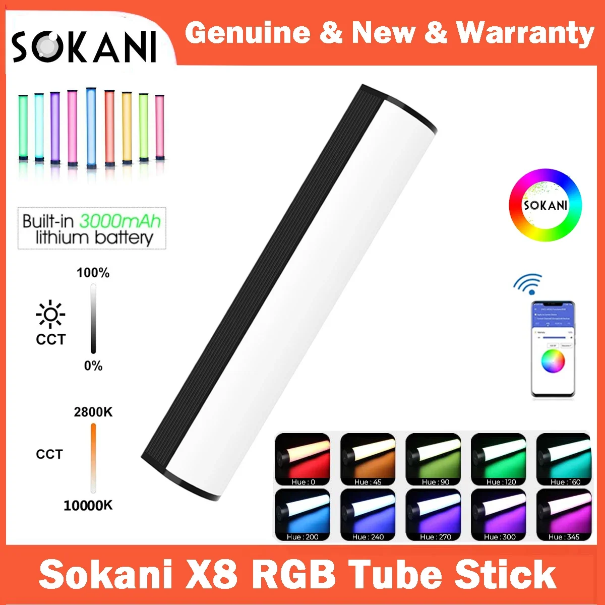 【KR &MX】Sokani X8 RGB LED Video Light Handheld Tube Wand Stick  CTT Photography Lighting APP Control vs 6C Pavotube LUXCEO P200