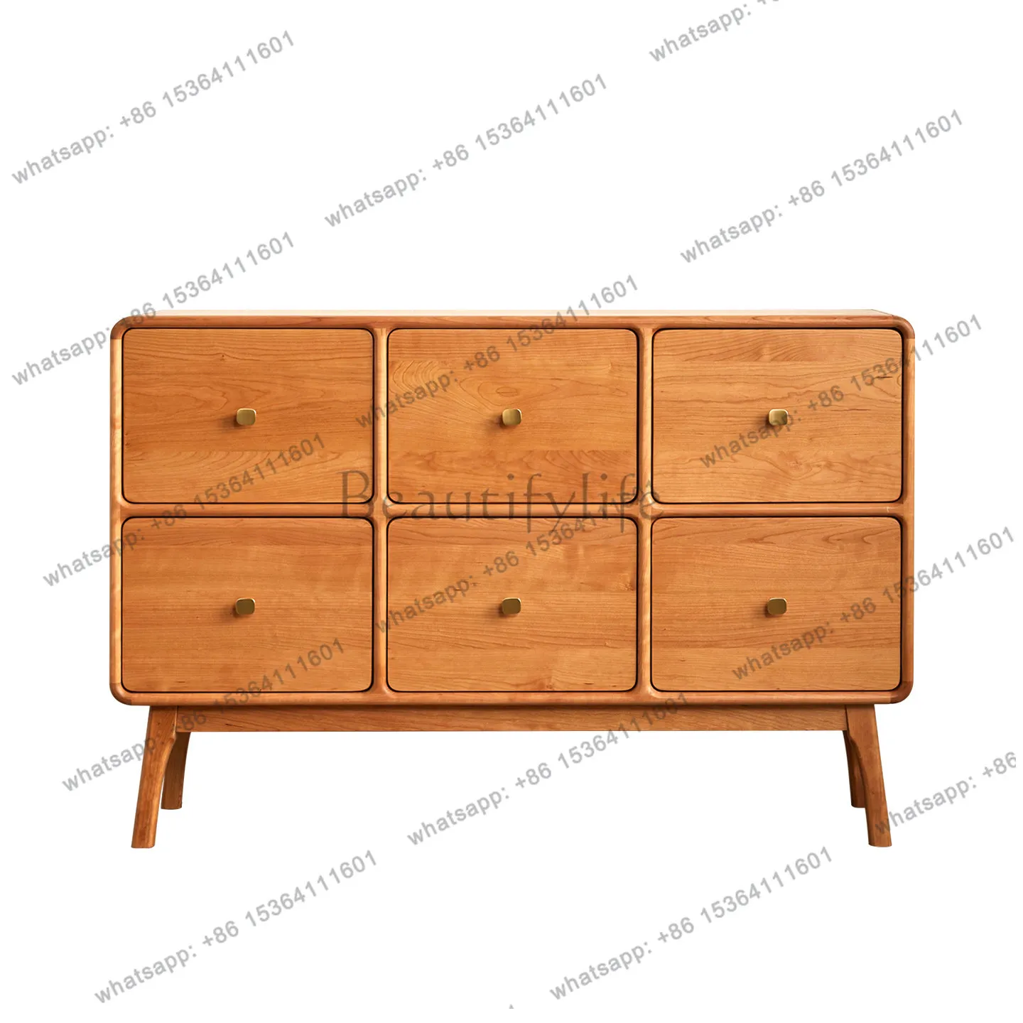 Cherry wood Japanese-style simple bucket cabinet against the wall storage large-capacity storage cabinet