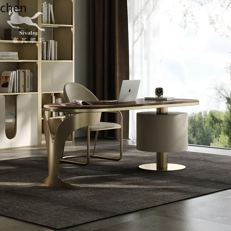 light luxury modern living room solid wood desk minimalist black walnut desk computer desk writing table