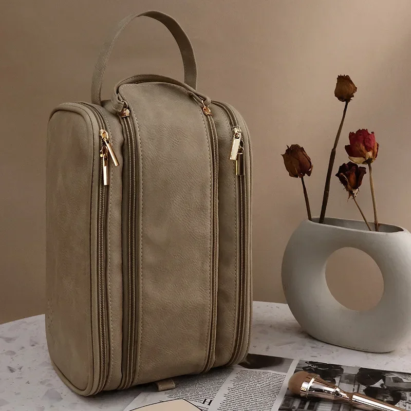 Ladies' Makeup Bag Large Capacity Handheld Travel Business Travel washing bag Multi functional Portable leather Storage Bag Gift