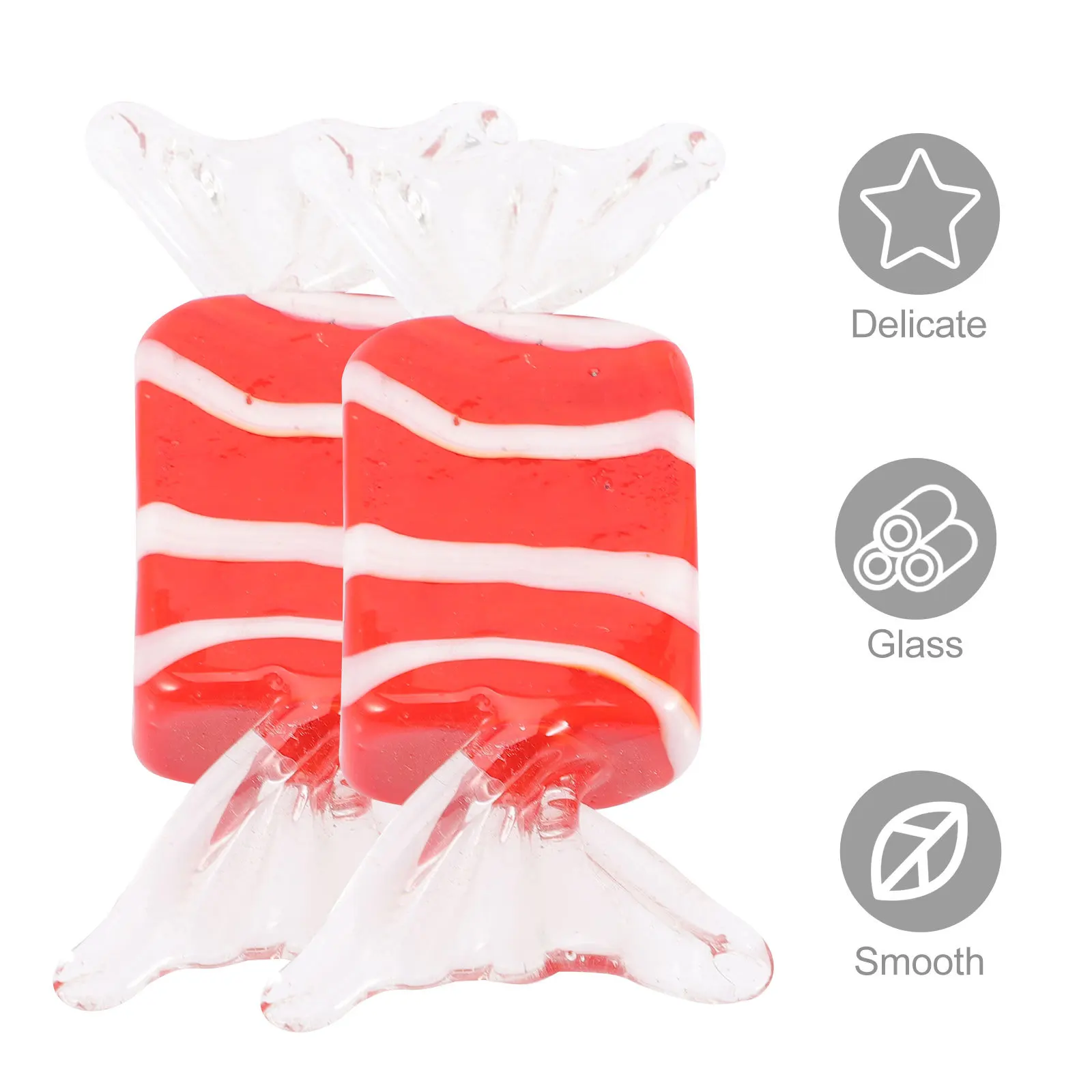 

2 Pcs Glass Sweets Candy Ornament Christmas Decoration Decorative Figurine Home Ornaments