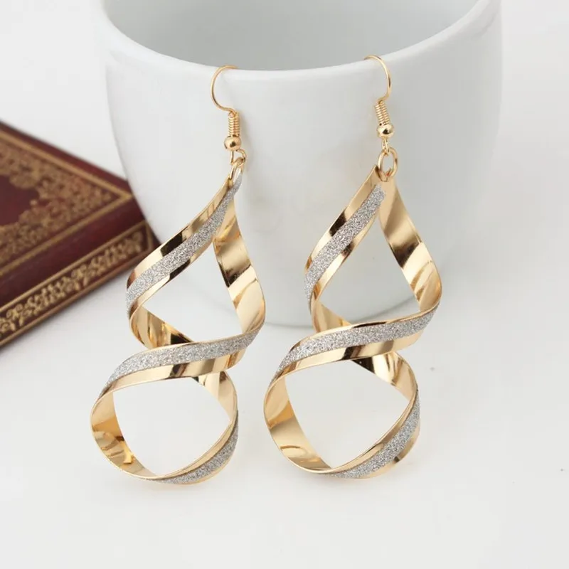 Wholesale New Latest Fashion European Punk Big Earrings Exaggerated Cross Twisted Spiral Frosted Alloy Lady Earring Jewelry Gift