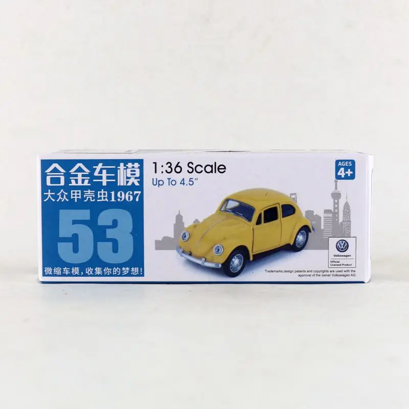 1/36 1967 Volkswagen Classical Beetle Diecast Metal Toy Car Model Miniature Pull Back Educational Collection Gift Kid Match Box