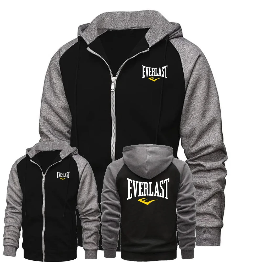 Sudaderas con capucha con cremallera para hombre, ropa deportiva, sudadera cómoda para hombre, chaqueta para hombre, Tops, abrigo con capucha de manga raglán en contraste