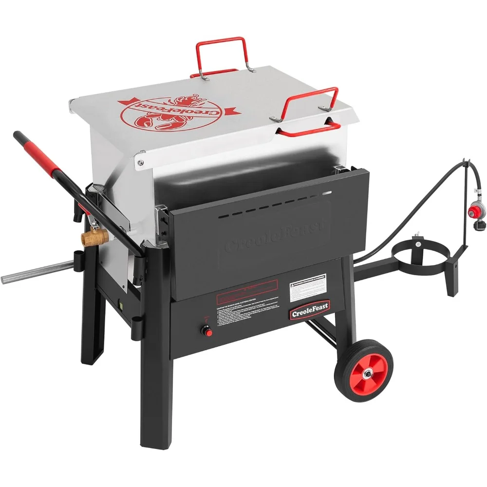 غلاية جراد البحر في الهواء الطلق مع مجداف تحريك وعجلات وعاء المأكولات البحرية شديد التحمل لغلي الكاجون والروبيان السلطعون #1