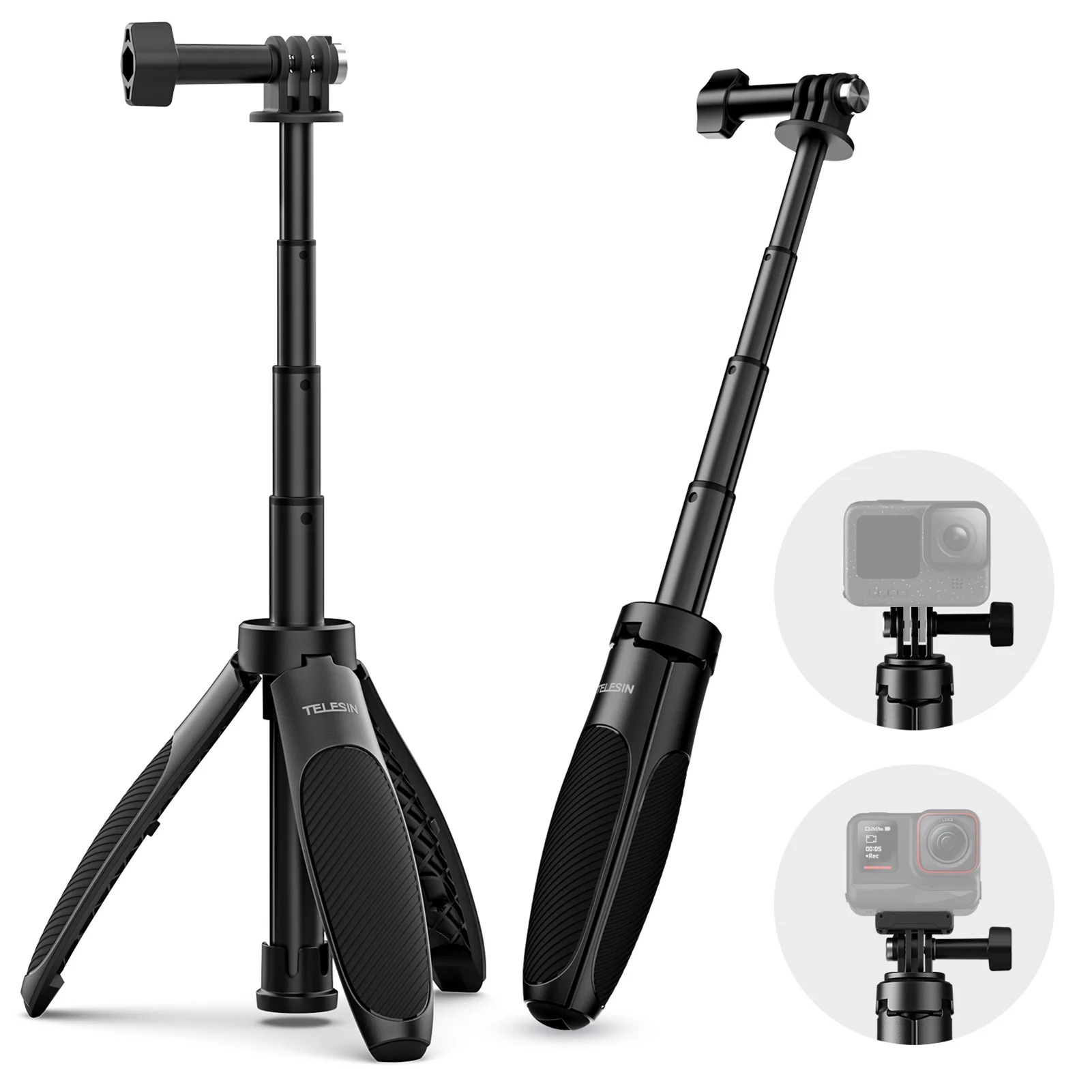 S1-MNP-01 Sports Camera Selfie Stick Tripod Stand Aluminum Alloy 40cm/15.7in . Height Replacement for  13/12/11/