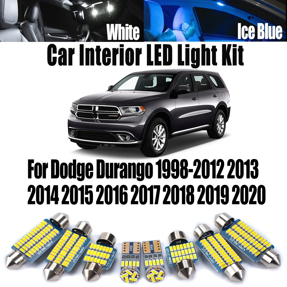 

Комплект светодиодных ламп для чтения для Dodge Durango 1998-2020: аксессуары для автомобиля, Canbus, светодиодные лампы для салона, карты, купола, багажника, дверей