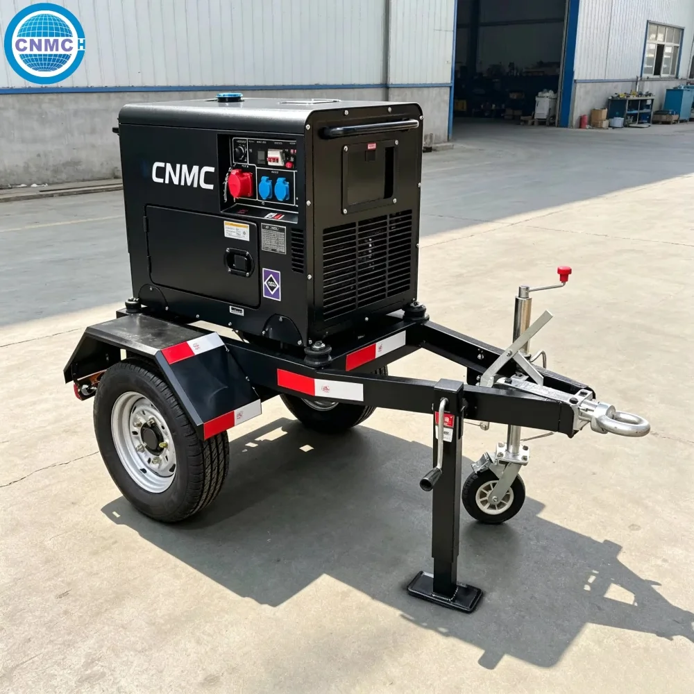 Fuel Economy 6KW 7.5KW 9KW Trailer Type Silent Diesel Generators 110V 220V 380V Electricity Generator CE Certified Made In China