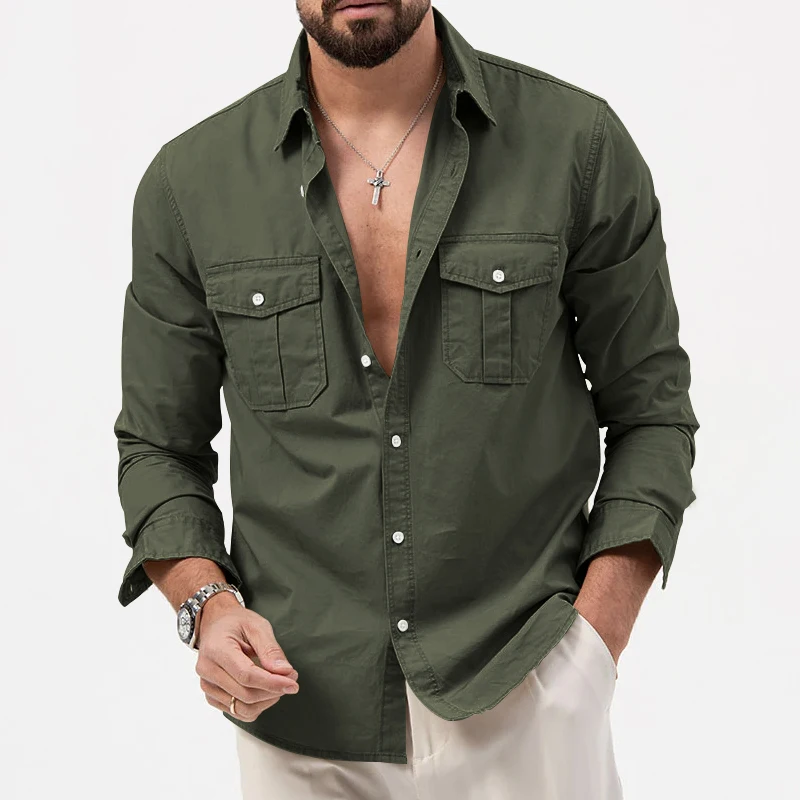 Camicia a maniche lunghe da uomo, abbigliamento fitness Tiki retrò in tinta unita, camicia autunnale fitness da jogging alla moda di alta qualità Harajuku Street
