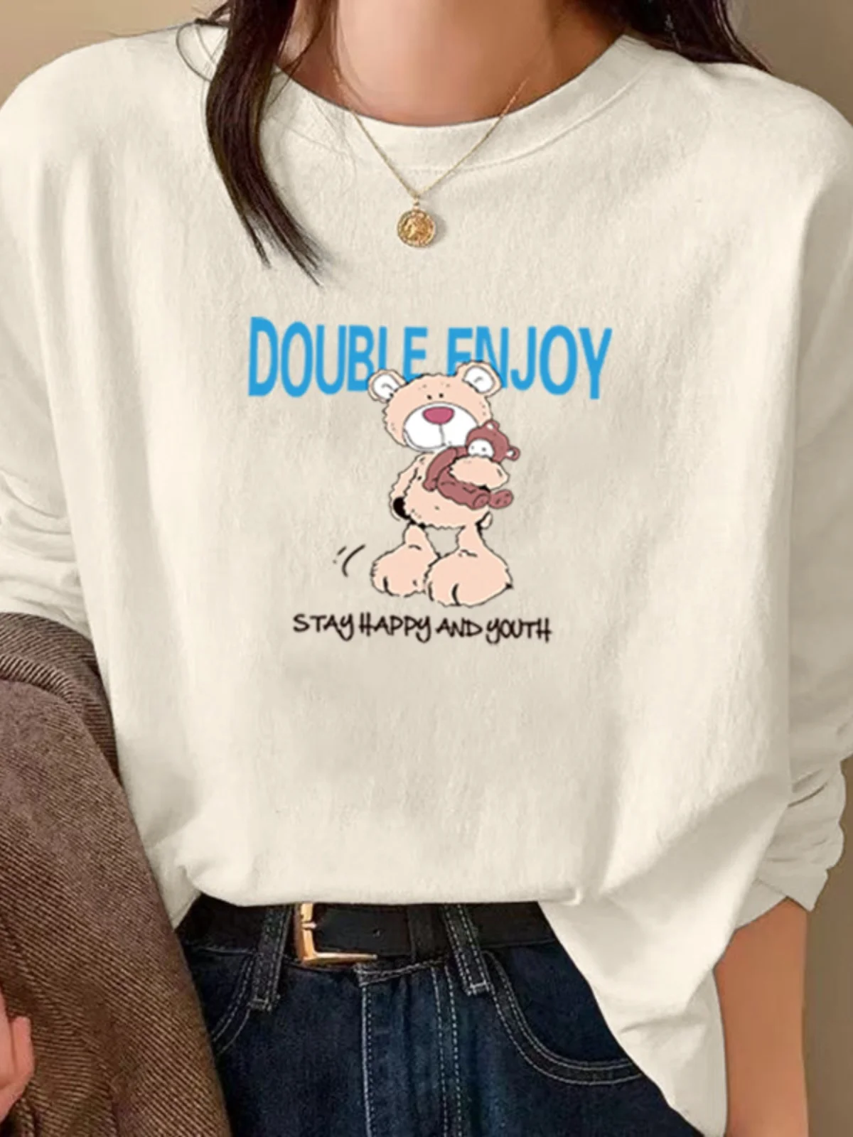 Maglietta Lunga e Larga da Donna Taglie Forti, Stile Coreano, con Stampa Primaverile, per il Lavoro, Moda Creativa