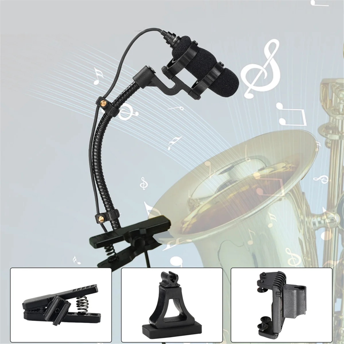 QA88X IM-22 Wired Microphone for Saxophone, Violin, Piano, Horn Hypercardioid Mini Portable Sax Mic,L6