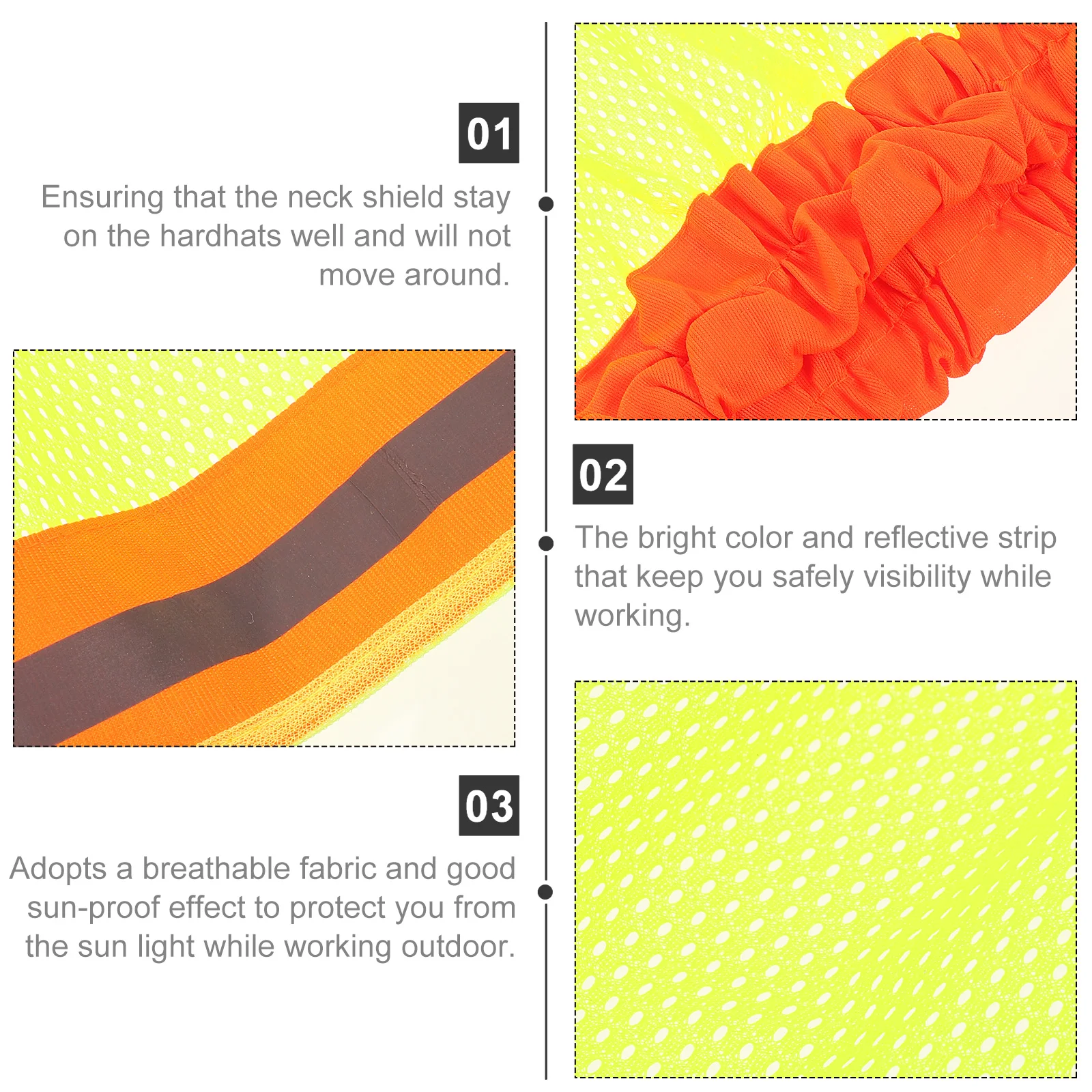 

2pcs Reflective Hat Cover for Hardhats High Visibility Sun Shield UV Protection Neck Protector Breathable Mesh for Outdoor