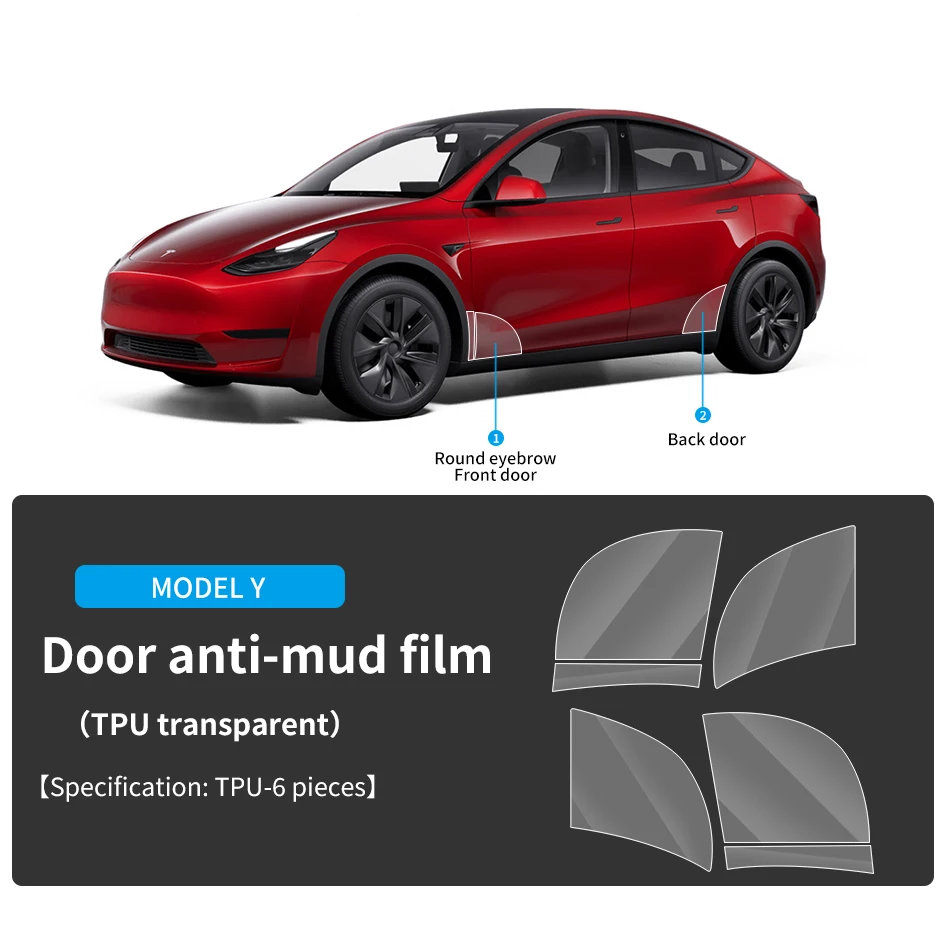Van toepassing op Tesla's nieuwe Model 3/Y TPU modderbestendige film koplampfolie zwart gemaakte folie voor de middenstijl en deurgrepen