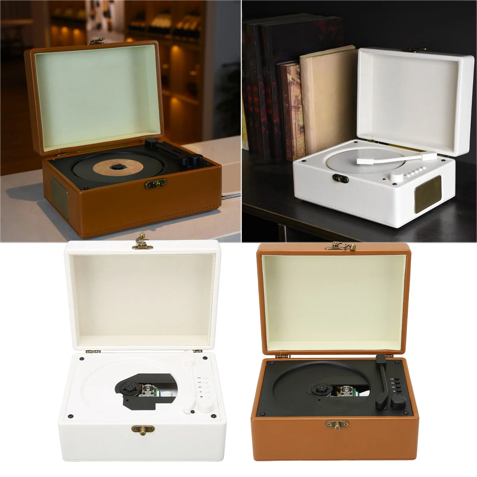 مشغل أقراص مضغوطة بلوتوث 3600 مللي أمبير في الساعة بطارية عالية السعة مشغل تسجيلات الأقراص المضغوطة سماعة الرأس جاك HiFi دعم AUX USB شحن سريع للمنزل