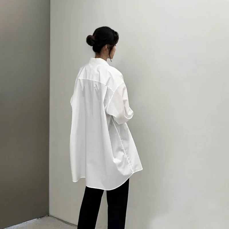 Camicetta di cotone da donna con camicia bianca casual primaverile