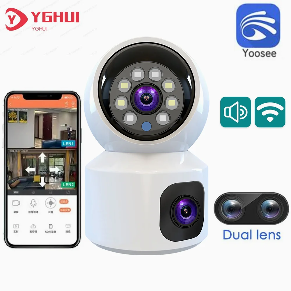 

4MP YOOSEE Dual Lens WIFI Camera Indoor Smart Home Dual Screen Wireless Speed Dome Security Camera