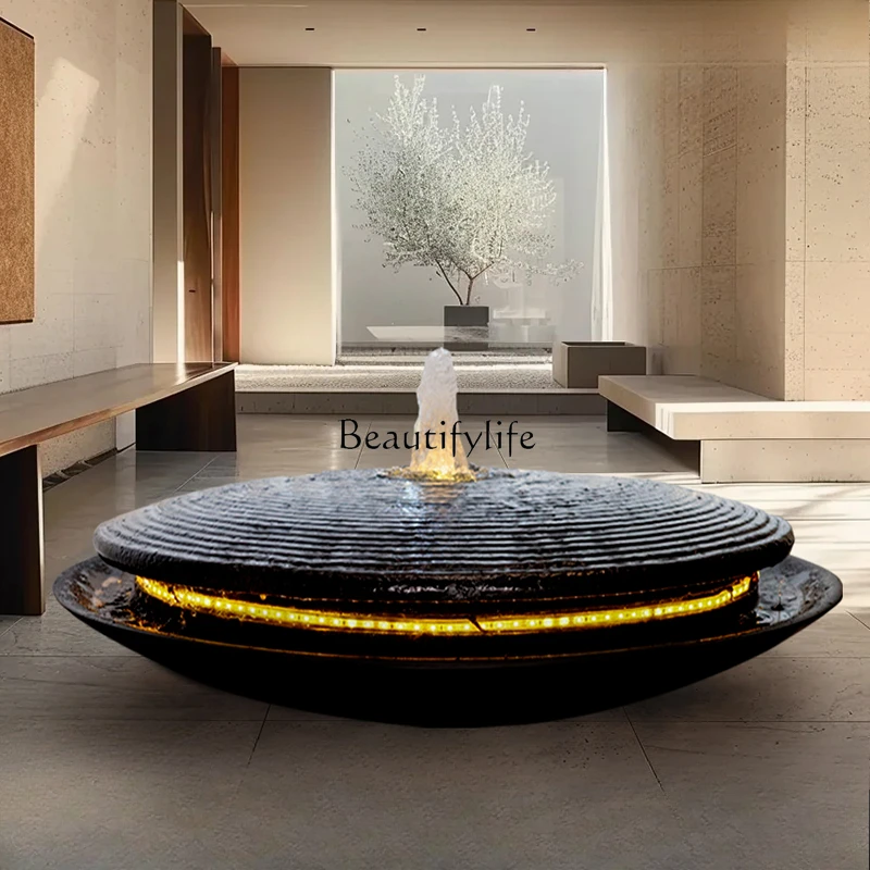 Flowing water fountain water feature modern simple home decoration lucky stone water bowl ornament cornucopia