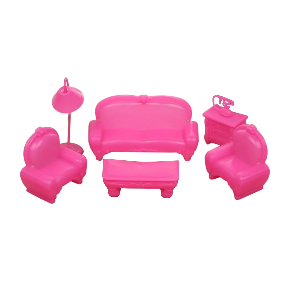 Accessories Plastic Sofa Lamps Table Cabinet Bedroom Furniture Accessories for Kids Girl Birthday Gift Toy(Sofa set of 7