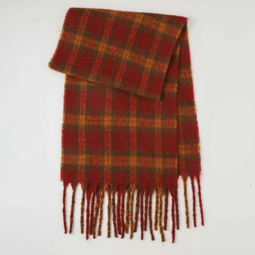 Cozy Faux Cashmere Winter Scarf Tassel Fringe Warm Long Scarf Soft Thickened Neck Scarf Daily Outfits