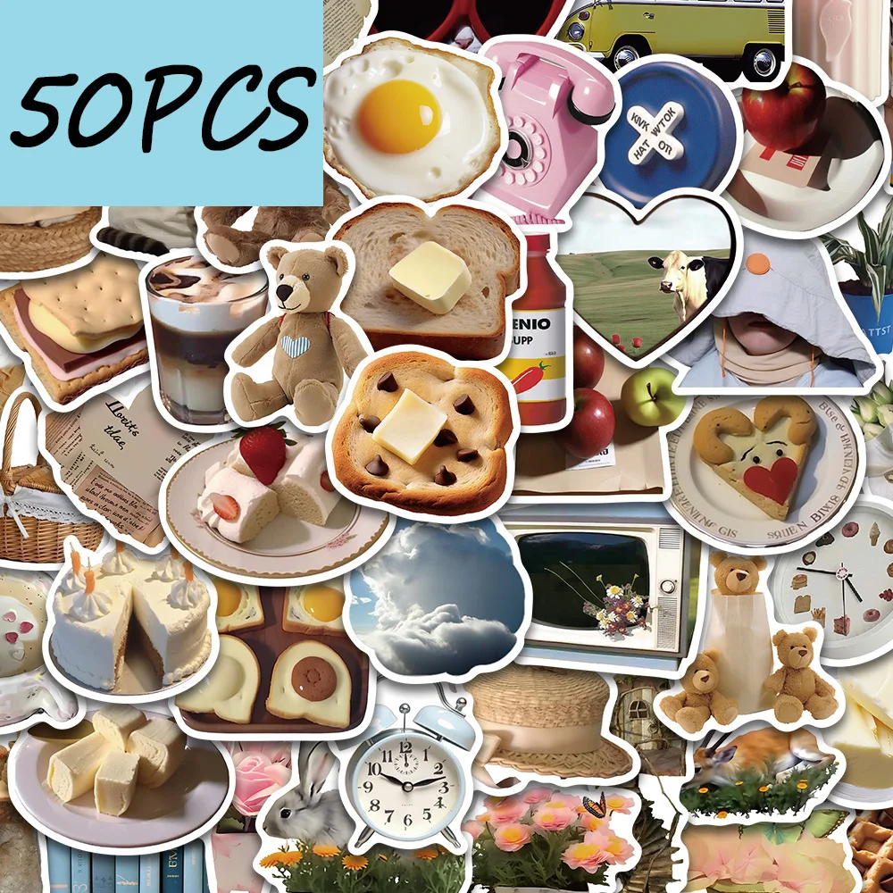 50pcs korean style journal series stickers, suitable for decorating mobile phones, laptops, helmets, waterproof stickers