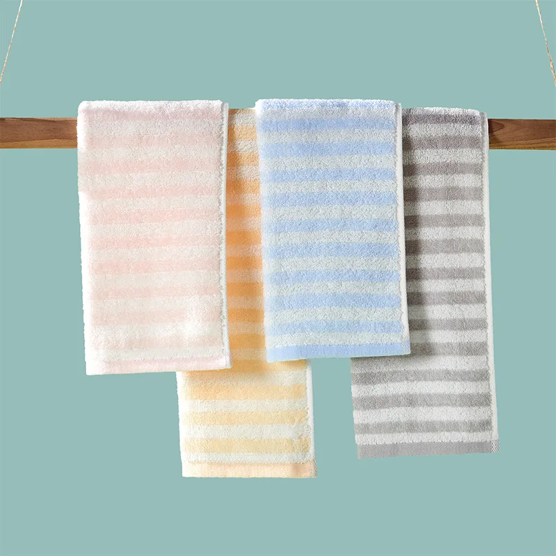 New Minimalist Striped 100% Cotton Kindergarten Face Towel – Soft, Highly Absorbent, Compact Size (25 × 50 Cm)