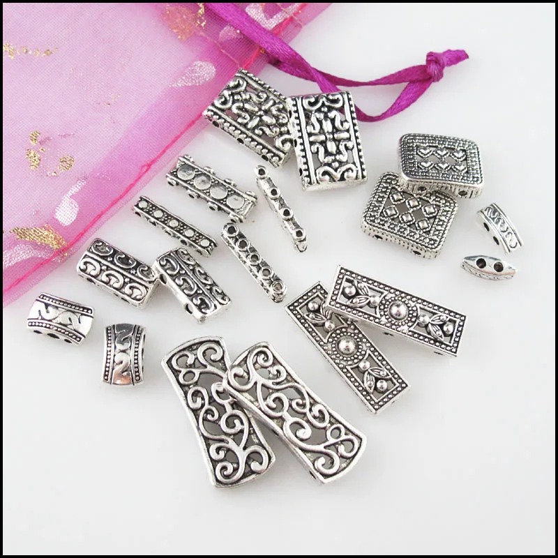 Fashion New Flower Heart Rectangle Tiny Charms Spacer Bar Beads Connectors Tibetan Silver Plated