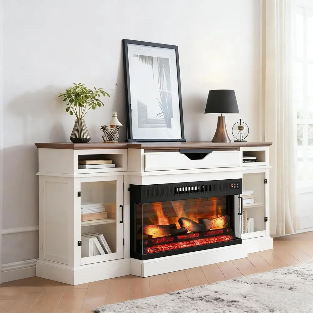 1400W 3-Sided Glass Electric Fireplace Insert with Remote Control, 36'' in Wall & Recessed Electric Fireplace Heater with 8H Tim