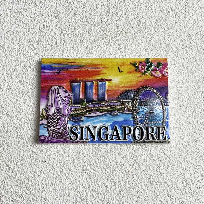 

Singapore 3D Resin Fridge Magnets - Decorative Merlion, Marina Bay Sands, & Ferris Wheel - Cute Home & Office Room Decor