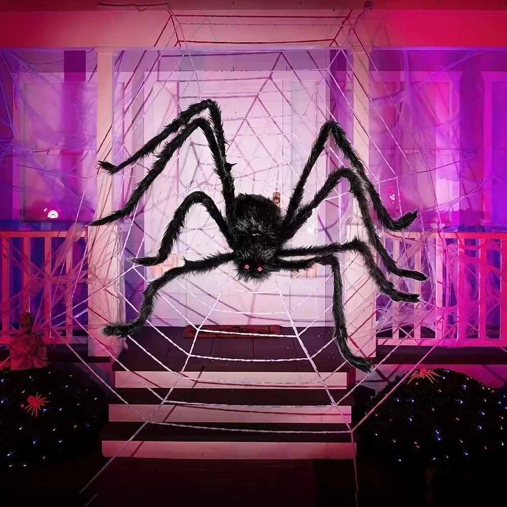 Plush Halloween Giant Realistic Spider Tricky Soft Decoration Large Black Spiders Simulation Outdoor Spider Props Halloween