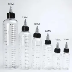 5pcs 30/60/100/120/250/500ml Plastic PET Liquid Juice Dropper Bottles With Scale Tattoo Pigment Ink Containers Pointed Top