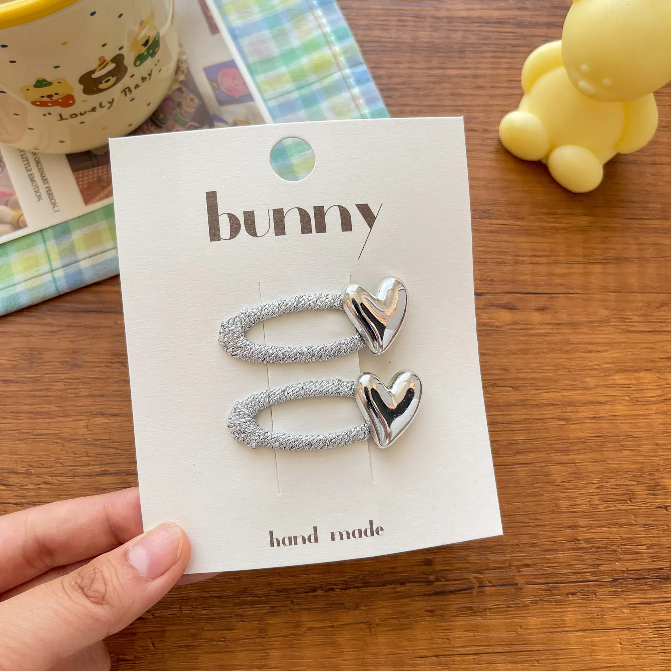 4PCS New silver series bright silk bow love children's BB clip simple and high-end versatile girl bangs clip hair accessory - Image 3