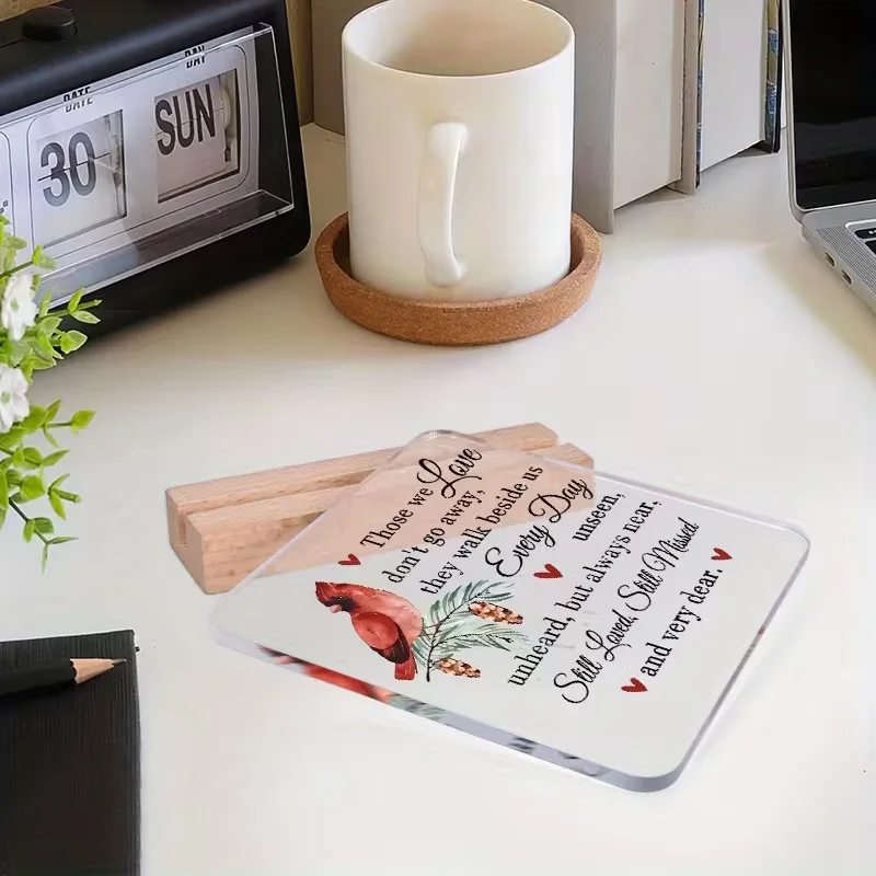 Red Acrylic Memorial Bishop Piece for Emotional Support Christmas And Thanksgiving Decor Personalized Love Memory Family Kitchen