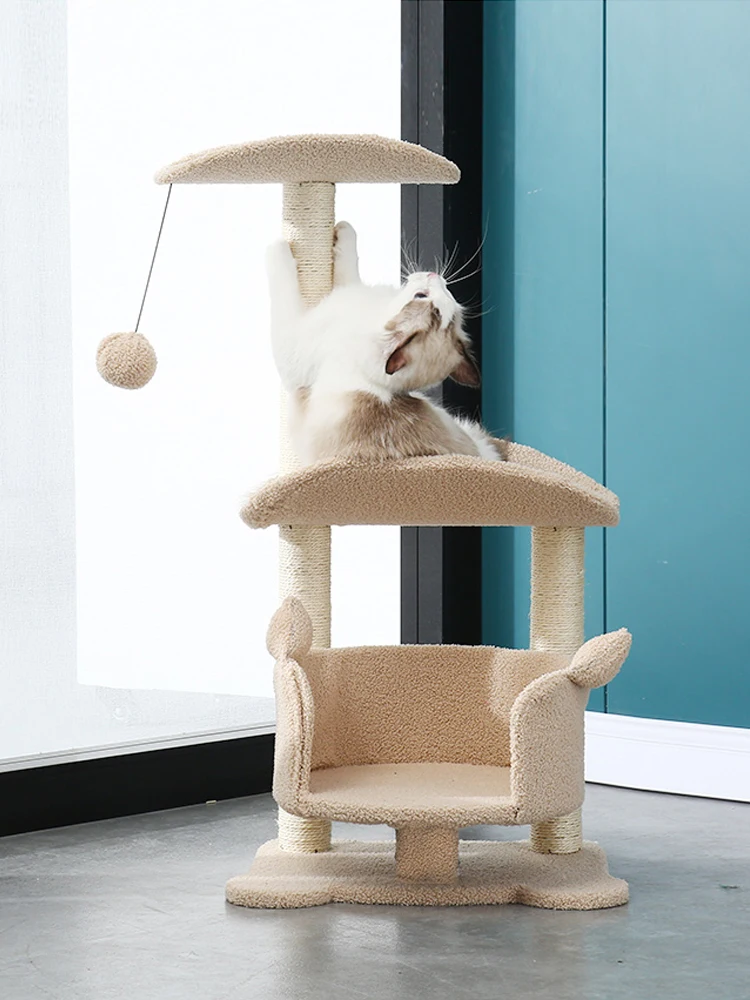 Rascador de casa de árbol de lujo para gatos, marco de escalada, muebles de poste de rascado de Sisal, juguete de salto multicapa, diseño único