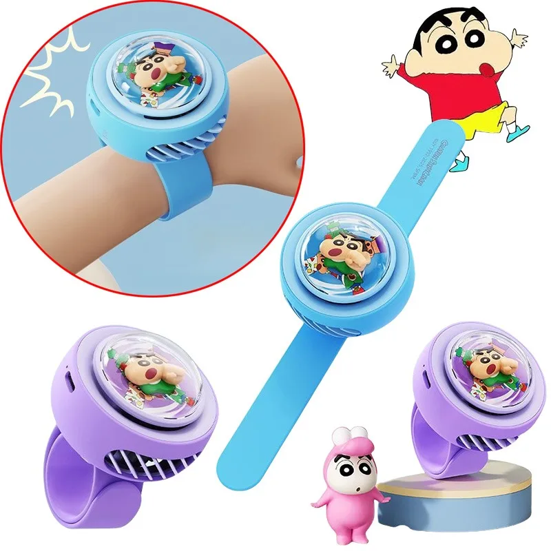 

Crayon Shinchan, летний детский браслет с вентилятором, персонажи аниме для мальчиков и девочек, крутой портативный маленький вентилятор, подарки на день рождения