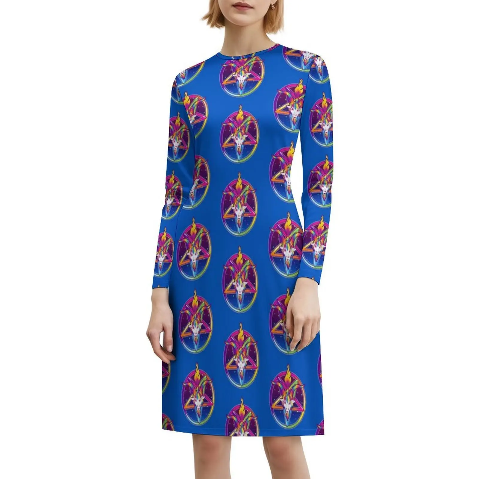 1997 قوس قزح النيون Baphomet بوهو شيك فستان أنيق موضة شاطئ حفل زفاف ثوب 90S قوس قزح النيون 1990S Baphomet 80S المرأة #6