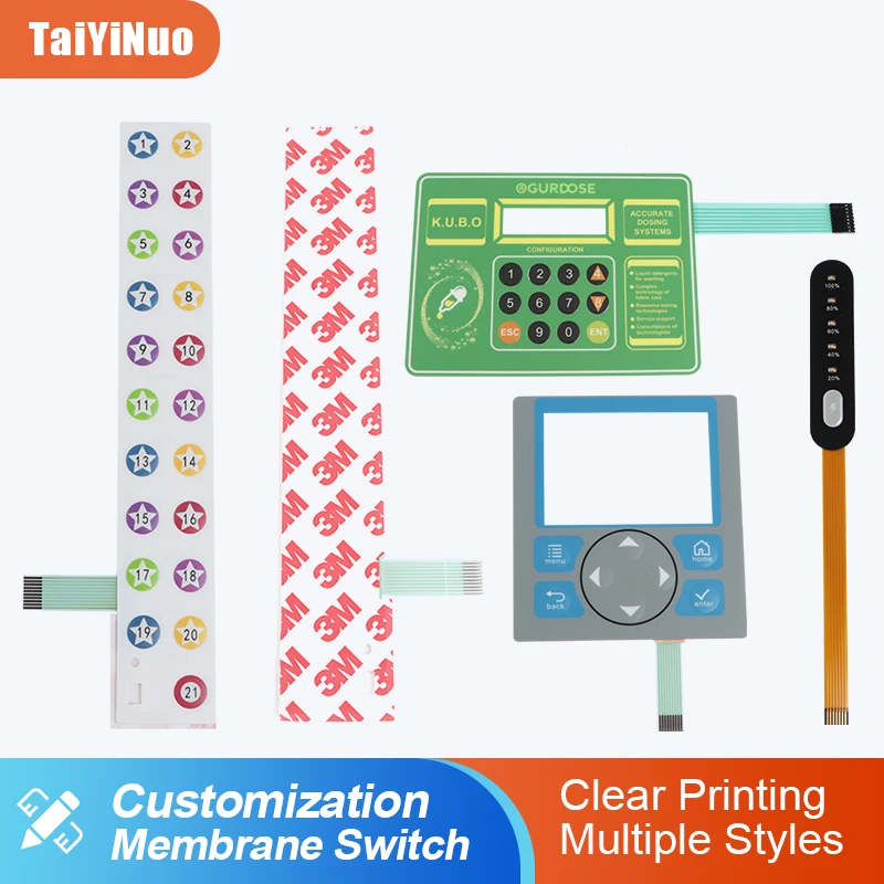 Pantone Metal Dome Membrane Switch with LCD Backlight Embossed Tactile Button and FPC Circuit for Control Panel Keyboard