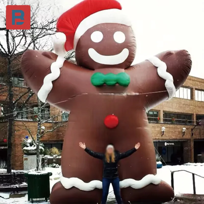 

Giant inflatable gingerbread figures with blowers, outdoor square and shopping mall decoration props