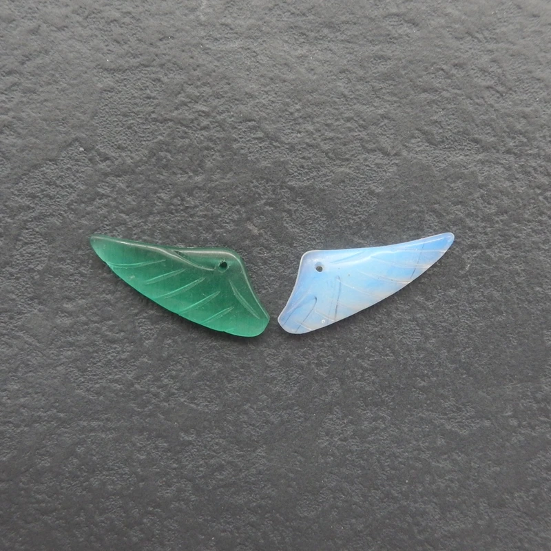 

B&F Handmade Wing Shape Earrings Bead Opalite & Green Onyx Natural Stone Jewelry Accessories 31x12x4mm 4.4g