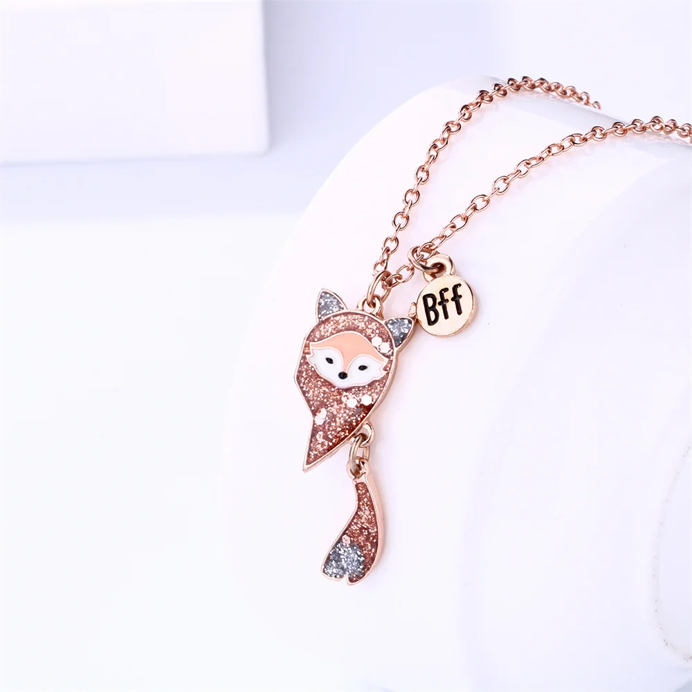 Cartoon Fox Magnet Stone Necklace Set para Melhor Amigo, Liga Pingente Quebra-cabeça, moda atraente, amor, personalidade, BFF