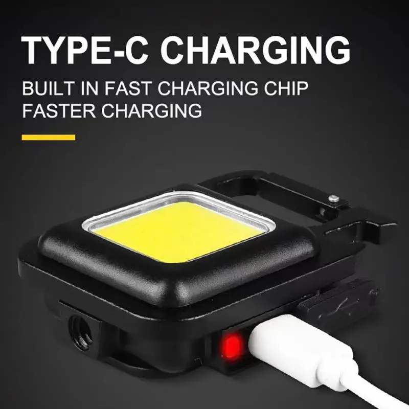 Multifunctional Mini Keychain Light COB Portable Type-c Charging Emergency High-brightness Camping Light