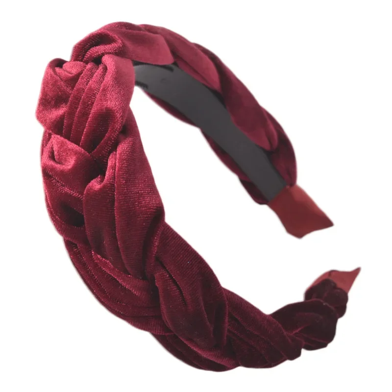 Fashion Twist Thick Velvet Hairband Solid Color Women Hair Accessories Elegant Wide Head Band Plastic Hair Hoop Winter Headband