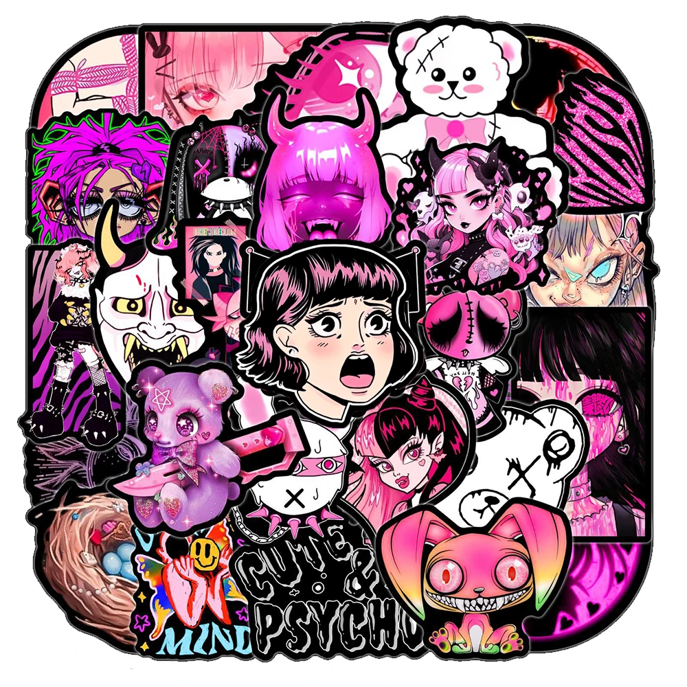 

10/30/50pcs Purple Pink Gothic Aesthetic Stickers Personalized Graffiti Decals DIY Phone Laptop Water Bottle Cool Sticker Pack