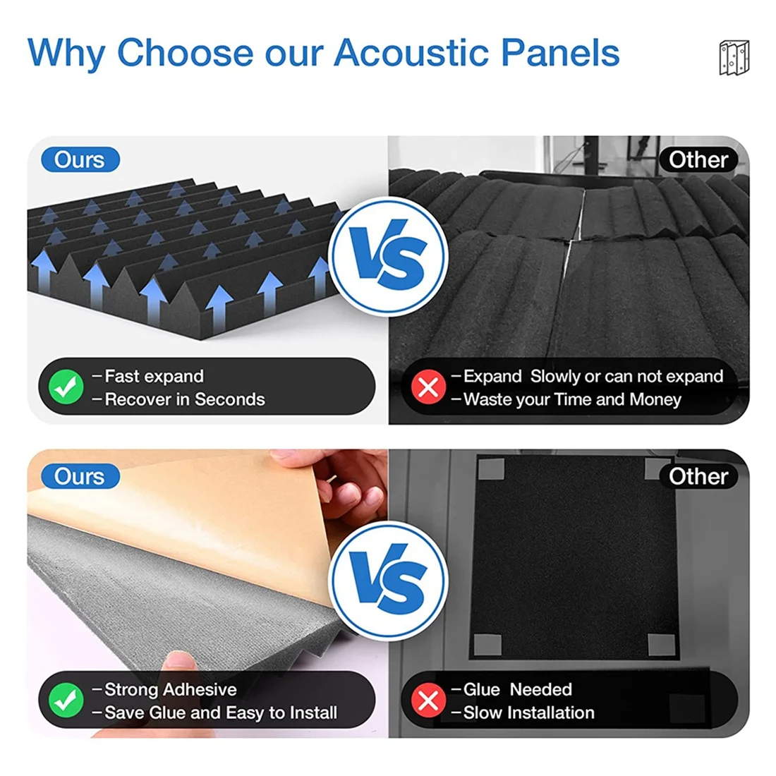 

AEF6-12 шт. Акустические панели из пеноматериала, звукопоглощающие клиновидные плиты для студии, пирамидальные звукоизоляционные стеновые панели для студии, 2.5X30x30см