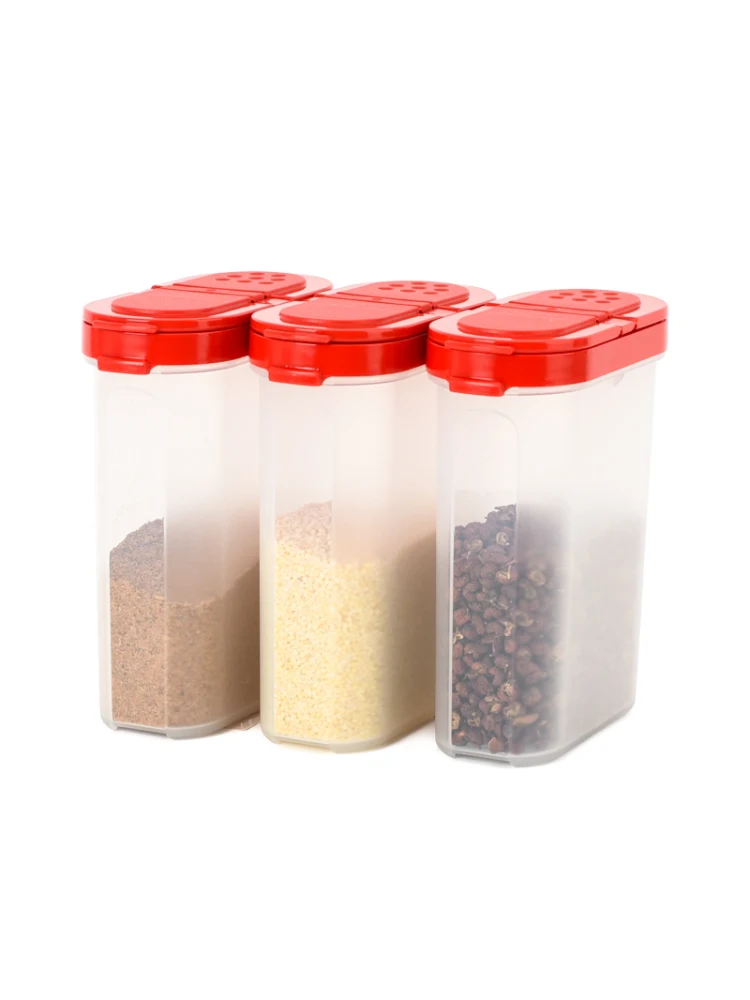 250ml Kitchen Storage Box with Double Cover Oval Shape Seasoning Bottle for Salt Sugar Flavoring in Kitchen