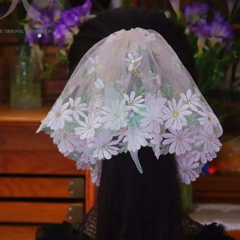 Handmade Special-Interest Design Lolita Style · Heavy Industry Embroidery Lace Hair Ring Accessories Double Layer