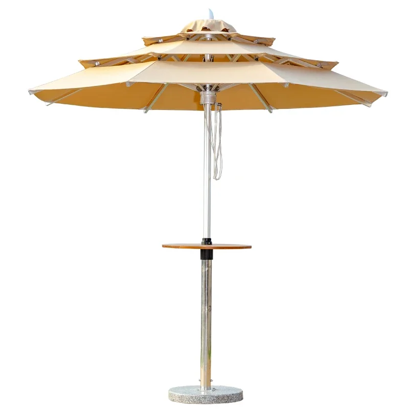 Outdoor furniture market cafe patio center aluminum pole umbrella table paralso with three layers