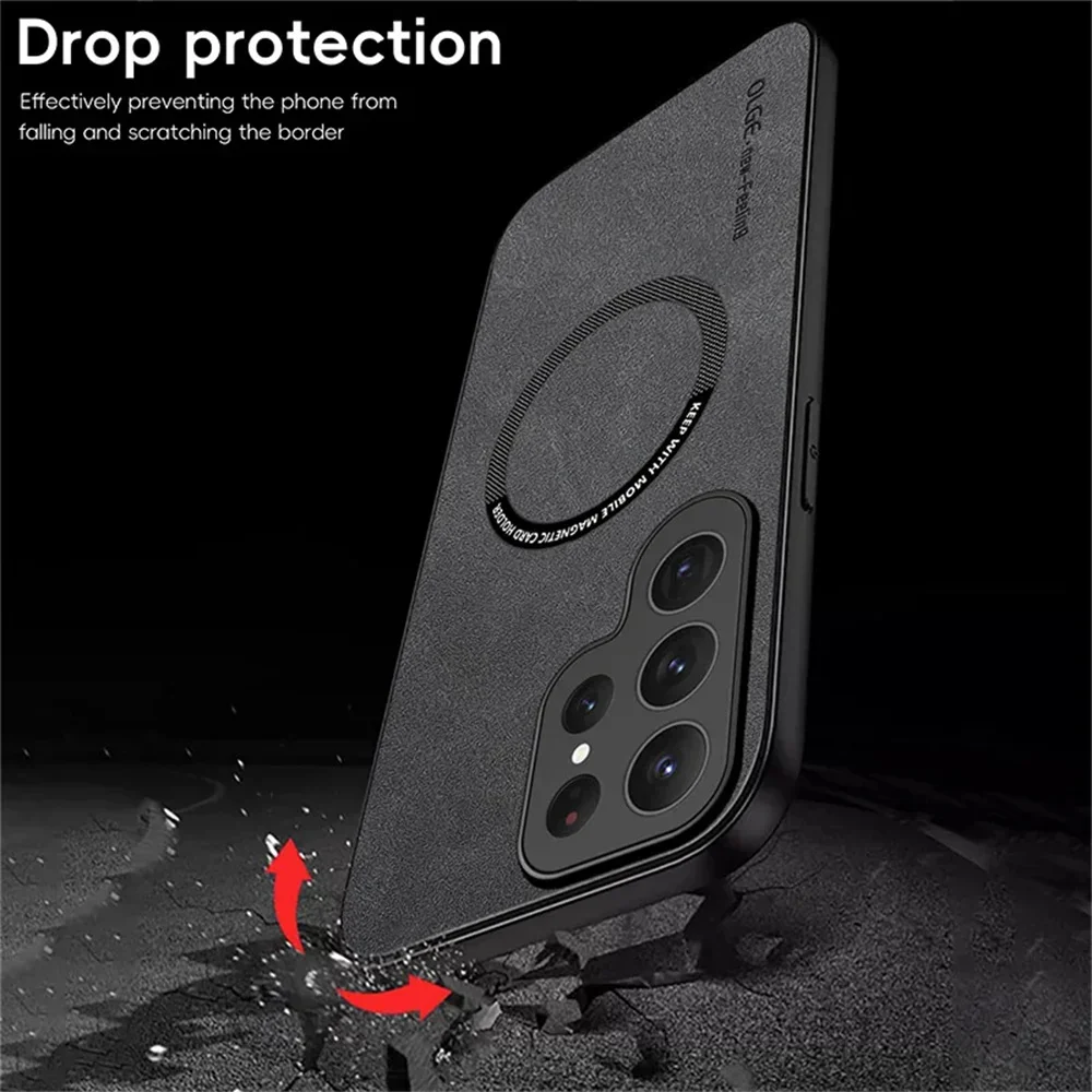 For Magsafe Luxury Leather Case For Samsung Galaxy S24 S23 S22 Ultra S21 Plus S20 FE Note 20 10 Wireless Charging Magnetic Cover